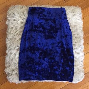 Royal Blue Crushed velvet mini pencil skirt F21
